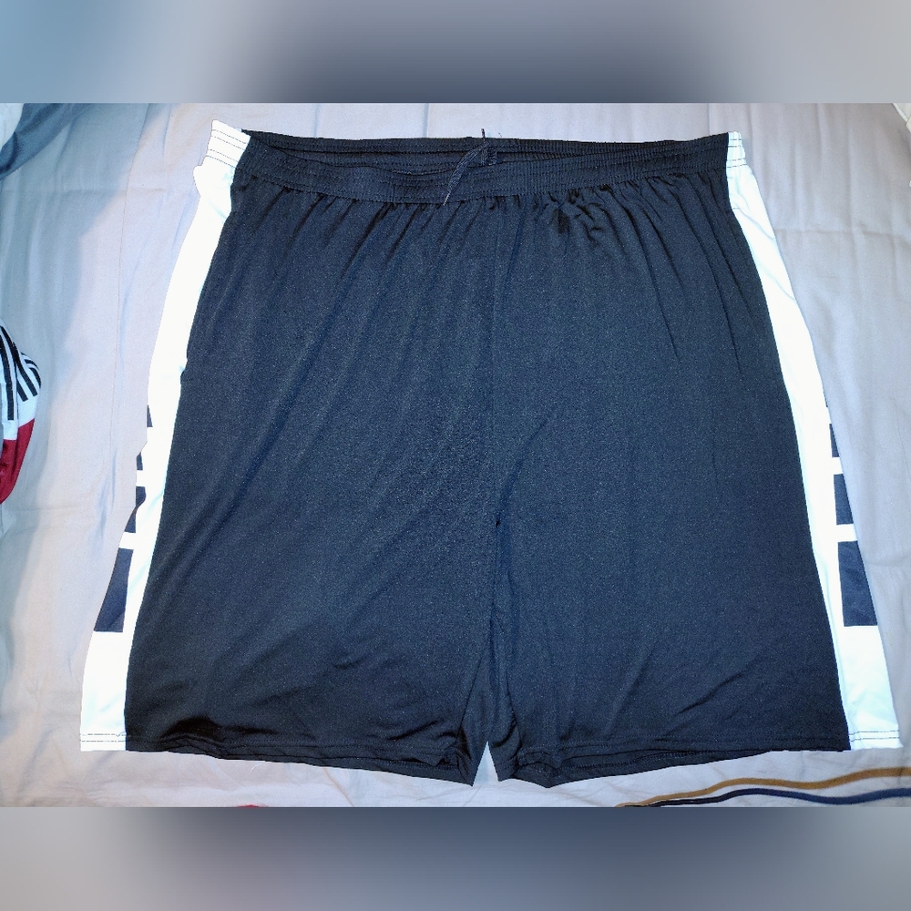 Real Essentials,Black With White Side Stripe ,Long Basketball Shorts,  Size 3x